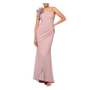 Xscape One Shoulder Ruffled Prom Formal Evening Gala Gown Mauve Pink Size 6 NWT